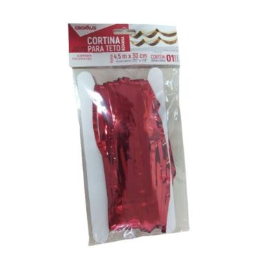 Imagem de Cortina Metalizada De Teto Cromus Vermelho 4,5m X 30cm