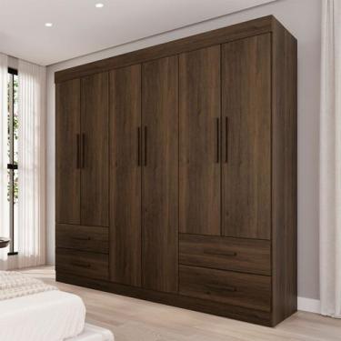 Imagem de Guarda-Roupa Casal Kali 6 Portas 4 Gavetas Savana - Pnr Móveis, Marrom