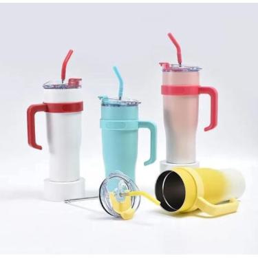 Imagem de Caneca Térmica Inox 1,2L Blogueira Viral Com Alça E Canudo