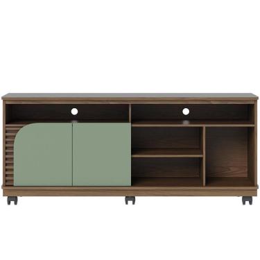 Imagem de Rack Para Sala De Estar Tv 65 Pol Com Rodízios Laguna C04 Amêndoa Hortelã - Lyam Decor