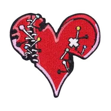 Imagem de Broken Heart Break Broken Heartbreak Damaged Stiches Stitch Stitches Pins Breakup Divorce Recover Love 7 cm Iron On Bordado Termoadesivo Patch para roupas