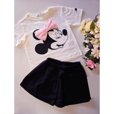 Imagem de Conjunto Blusa e Shorts Saia Minnie Laço 3d Animê-Feminino