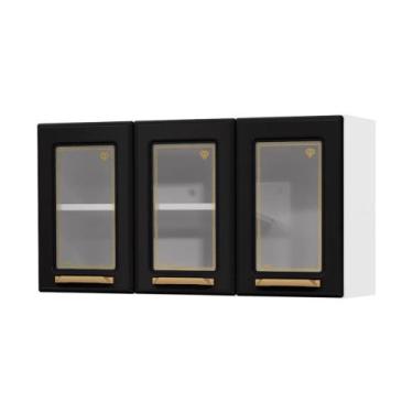 Imagem de Armário de Cozinha Aéreo de Aço 3 Portas com Vidro 105cm Multimóveis C