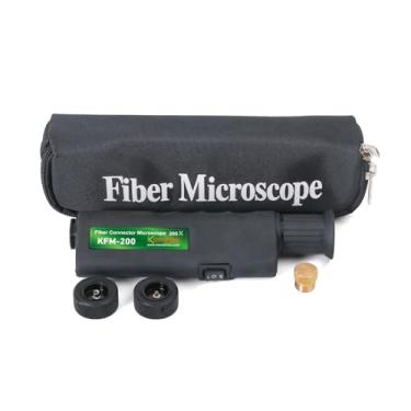 Imagem de Komshine Ferramenta de inspeção de microscópio de fibra óptica 200x KFM-200 ferramentas de microscópio portátil de fibra óptica microscópio de bolso iluminado 2,5 mm FC SC ST e adaptador LC de 1,25 mm