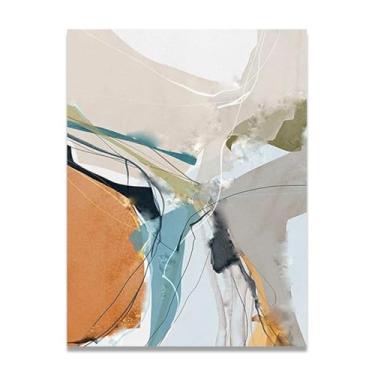 Imagem de Tela abstrata verde e branca pintura de parede impressão em tela pôster imagem colorida moderna arte abstrata decoração de parede corredor escadas quarto decorações 40 x 30 cm