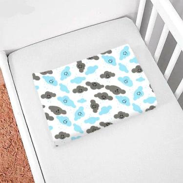 Imagem de Kit 4 Fronha Berço Simples 30x40 Capa De Travesseiro Infantil 100% Algodão Bainha (Nuvem Azul)