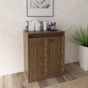 Imagem de Balcão para Escritório com 2 Portas e Chave ME4149 Nogal TecnoMobili