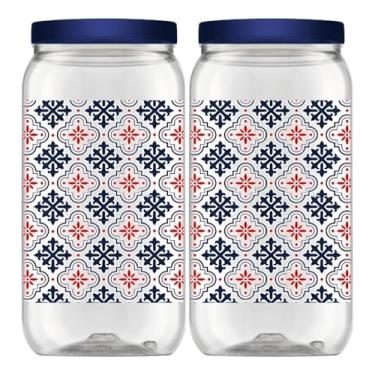 Imagem de Kit 2 Porta Mantimentos Potes Plástico Multiuso Decorado 2,7 Litros Organizador Cozinha