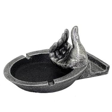 Imagem de Cinzeiros para homens fumadores cinzeiro resina secretária criatividade personalidade moda moderna simples vários fins para escritório ornamentos (Size: prateado)
