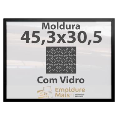 Imagem de Moldura para Quebra Cabeça Cabeca 30,5x45,3 200 peças Com Vidro para Quadro Puzzles Grow cor Preta