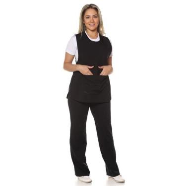 Imagem de Uniforme zeladora faxineira Calça Bailarina + Baby Look + Bata de limp