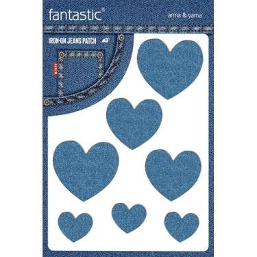 Imagem de Patch jeans com coração azul claro para jeans – Reparo durável e remendo decorativo para jaquetas, calças e roupas jeans – Aplique de tecido fácil sem costura