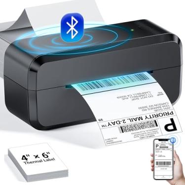 Imagem de Impressora de etiquetas de envio, impressora térmica de etiquetas Bluetooth, impressora de etiquetas USB sem fio 4x6, compatível com Android, iPhone, Windows e Mac, amplamente utilizada para Ebay,