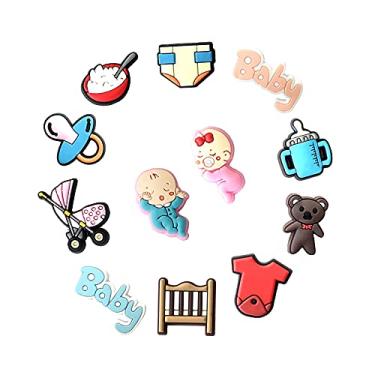 Imagem de MEUAKOYA 12 peças com tema de produto de bebê de desenho animado para sandálias, pulseira, pulseiras engraçadas, presentes infantis, acessórios de sapato kawaii, Cloreto de polivinilo