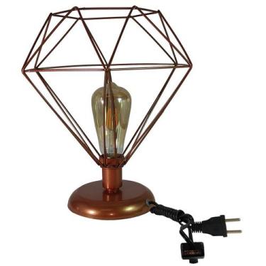 Imagem de Abajur Aramado Diamante Grande cor Cobre todos ambientes - Jota Ilumin