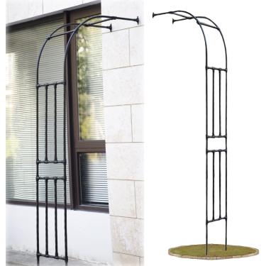 Imagem de Arco De Meio Lado De Jardim 240 Cm / 94 Pol. Arco De Jardim Resistente Arco De Casamento De Metal Treliça Arcos De Suporte Para Planta Trepadeira Rosa à Prova De Intempéries, White, 60x240cm/2.0x7.9ft