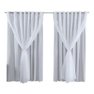 Imagem de Cortina Blackout PVC Com Voil 2,80M x 2,50M Sala Quarto Escritorio 100% Blecaute Para Varão Simples