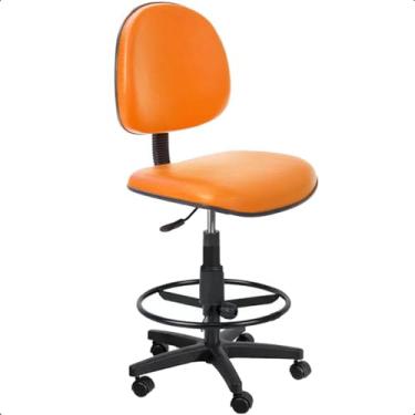 Imagem de Cadeira Caixa Alta Executiva Laranja de Escritório Rodízios Courvin Ergonômica Aro de Aço - Home Gourmet