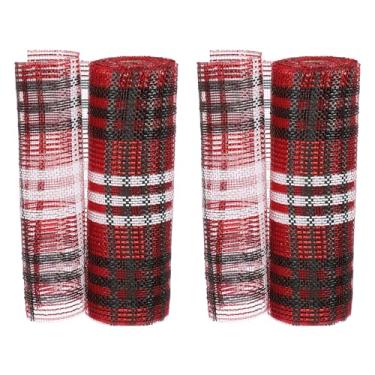 Imagem de PATIKIL 2 fitas decorativas de malha, 25,4 cm x 25,5 m, rolo de fita metálica para decoração de guirlanda de árvore de Natal, vermelho/branco/preto