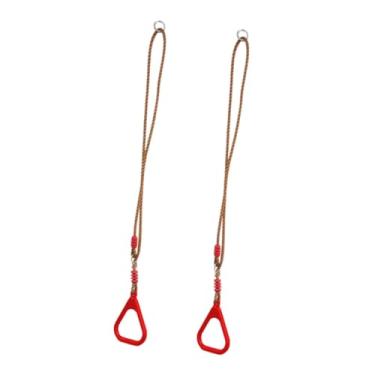 Imagem de Dynwave Argolas de ginástica para crianças, argolas de puxar com corda ajustável, acessórios de ginástica para playground e exercícios em casa para crianças, Vermelho