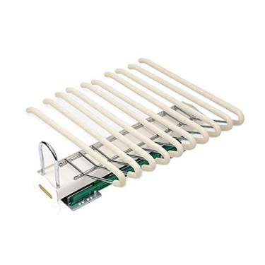 Imagem de Cabide para calças retrátil, térmico, com trilho reforçado de liga de alumínio, 10 braços, economia de espaço (46 x 35 cm) (branco)