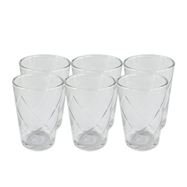 Imagem de Conjunto 6 Copos Vidro Transparente Sofisticados Resistentes Jantares Festas Restaurante Suco água Capacidade 200 Ml