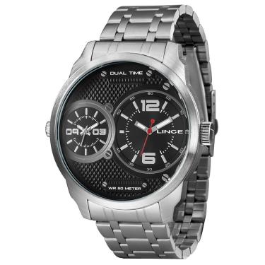 Imagem de Relógio Lince Masculino Dual Time Prata Preto Mrmh162l P2sx