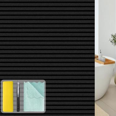 Imagem de Niviy Película blackout para janela com ferramentas de instalação, 100% bloqueio de luz solar estática para escurecimento da sala, película removível para janela de casa (preto, 44,5 x 199,9 cm)