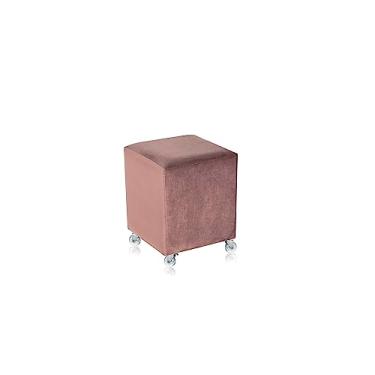 Imagem de Puff Diks veludo rosa com rodízios gel/silicone