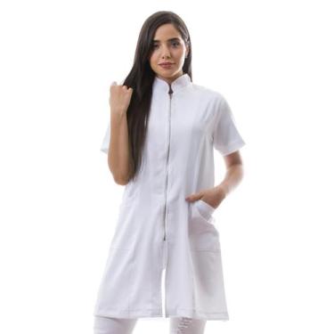 Imagem de Jaleco Manga Curta com Zíper Oxford Branco Malta - Gardenia Jalecos, G