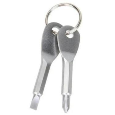 Imagem de Chaveiro De Bolso Chave Fenda + Chave Philips - djah, Prata