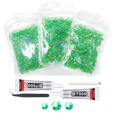 Imagem de qiipii Strass De Resina Verde Ab Com Cola B7000 Para Joias Artesanato Deslumbrante 3 Mm 4 5 Pedras Gelatina Escuras Planas A Granel Aço Inoxidável 10 16 20 Diamantes Gemas Unhas Maquiagem Facial Cop