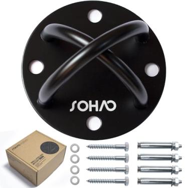 Imagem de SOHAO Suporte De Parede E Teto Para Tiras Suspensão, Balanço Rede Ioga Aérea, Argolas Ginástica, Sacos Pancada Boxe, Equipamentos Ginástica Fortalecimento Corporal Cordas Batalha