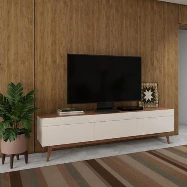 Imagem de Rack Glasgow I 3 GV Off White com Freijó Touch 218 cm - Mobly