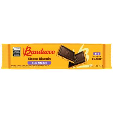 Imagem de Biscoito Bauducco Choco Biscuit Chocolate Meio Amargo 80g