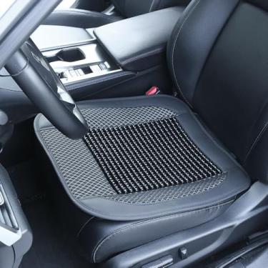 Imagem de XIMINA Almofada de assento de carro com contas de madeira natural, tapete de resfriamento com contas de carro, confortável, fresco, almofada de assento de massagem de verão para caminhão, caminhonete