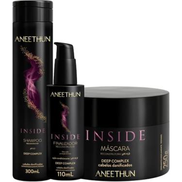 Imagem de Kit Inside Aneethun com Shampoo, Máscara e Finalizador, Tratamento Restaurador Profundo para Todos os Tipos de Cabelos, Restauração Premium, Brilho Intenso e Ação Antifrizz