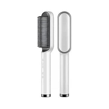 Imagem de Escova Alisadora De Cabelo 3 Em - Escova De Cabelo Fino, Grosso, Cacheados e Crespos Com Pente Especial Multifuncional Potente Premium 200° Graus COM FIO (branco)