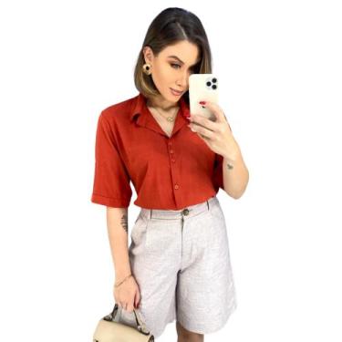 Imagem de camisa social feminina chamise manga 3/4 lisas luxo premium - atrative