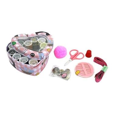 Imagem de Estojo Kit Costura Reparo Linha Agulha Botão Fita Métrica