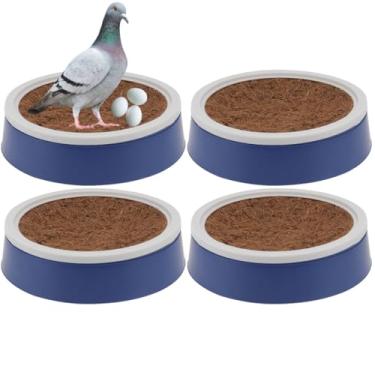 Imagem de POPETPOP 4 conjuntos de almofadas de ninho de pombo, ninho de criação de pássaros, tapete de ovos de pássaros, ninho de pássaro para pomba de gaiola, almofadas de fibra de coco, almofadas de caixa de