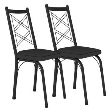 Imagem de Kit 2 Cadeiras Aço Carbono Tubular Metálica Acabamento Fosco D-28 Julia