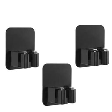 Imagem de Suporte de esfregão de aço inoxidável 304, gancho organizador de parede para esfregão, escova, vassoura, cabide para esfregão, cozinha, banheiro, armazenamento, gancho forte, preto, 3 peças, 01