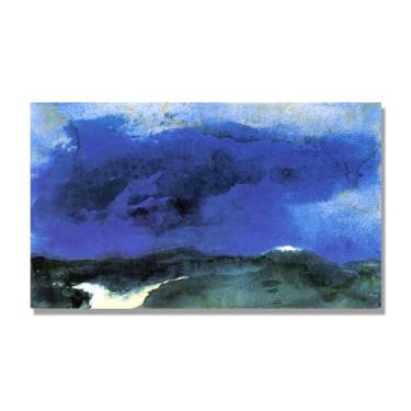 Imagem de NHLDZYH Impressões de Emil Nolde, (Mar verde com nuvem azul), reproduções de pinturas famosas, imagem de arte abstrata para sala de estar quarto decoração de casa. Tela 40 x 68 cm - 15,7 x 26,8 pol