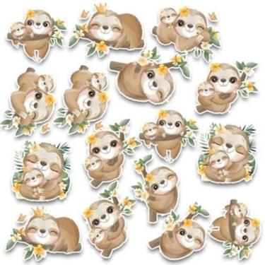 Imagem de Cartela C/40 Adesivos Bicho-Preguiça - Lojinha Da Luc Adesivos