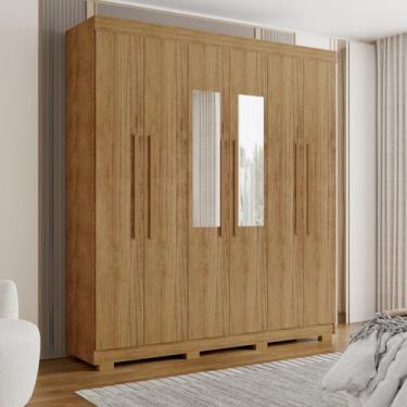 Imagem de Guarda Roupa Casal 2m com Espelho 6 Portas Porto Bello Cedro - Rud Rac