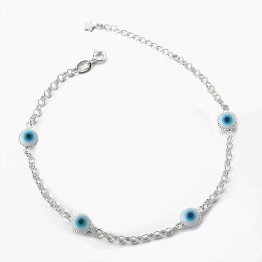 Imagem de Pulseira Com 4 Olhos Grego Prata 925