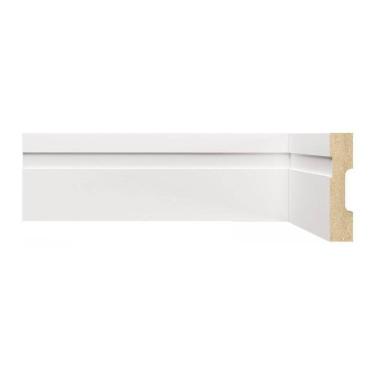Imagem de Kit Rodapé de MDF 15 Barras Frisadas de 7cm x 2,40m Rende 36 Metros Moldufama Branco