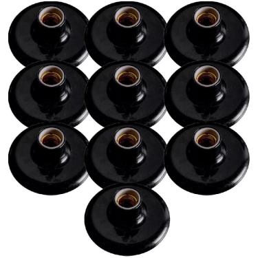 Imagem de 10 Plafon Plafonier Bocal Porcelana 100W 250V Preto - Ilumi