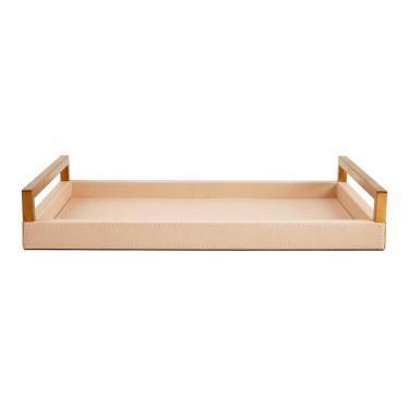 Imagem de Bandeja Decorativa em MDF com Revestimento em PU Bege 40cm 17920 Mart